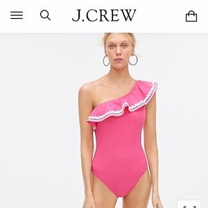NWT J. Crew Pink One Shoulder Swimsuit